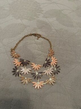 Floral Statement Necklace in Peach, Pink & Espresso -